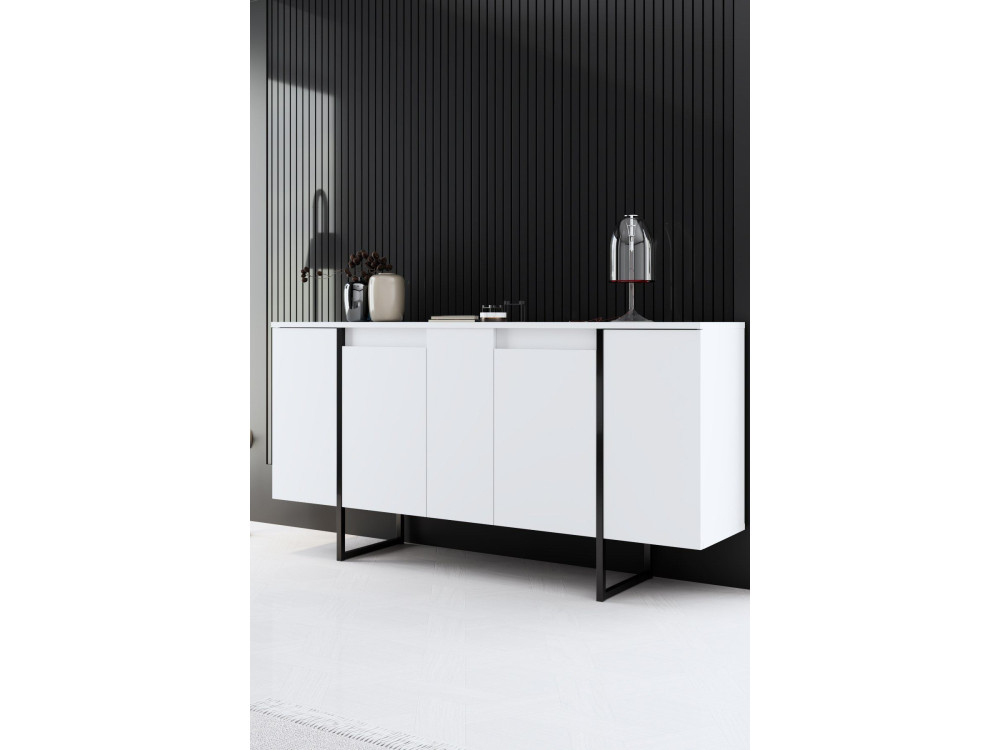Luxe" houten buffetkast - 160 x 35 x 80 cm - Wit