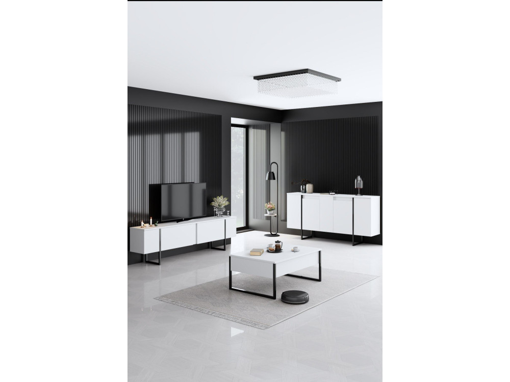 Luxe" houten buffetkast - 160 x 35 x 80 cm - Wit