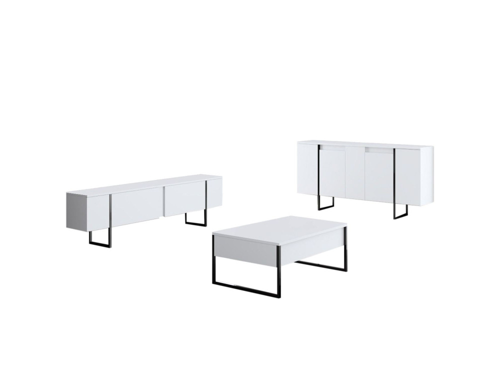 Luxe" houten buffetkast - 160 x 35 x 80 cm - Wit
