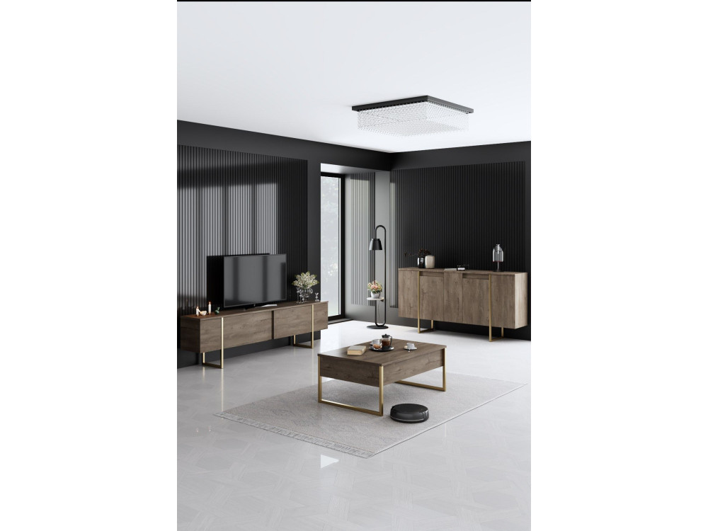 Luxe" houten buffetkast - 160 x 35 x 80 cm - Bruin