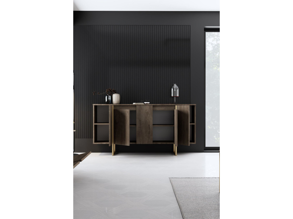 Luxe" houten buffetkast - 160 x 35 x 80 cm - Bruin