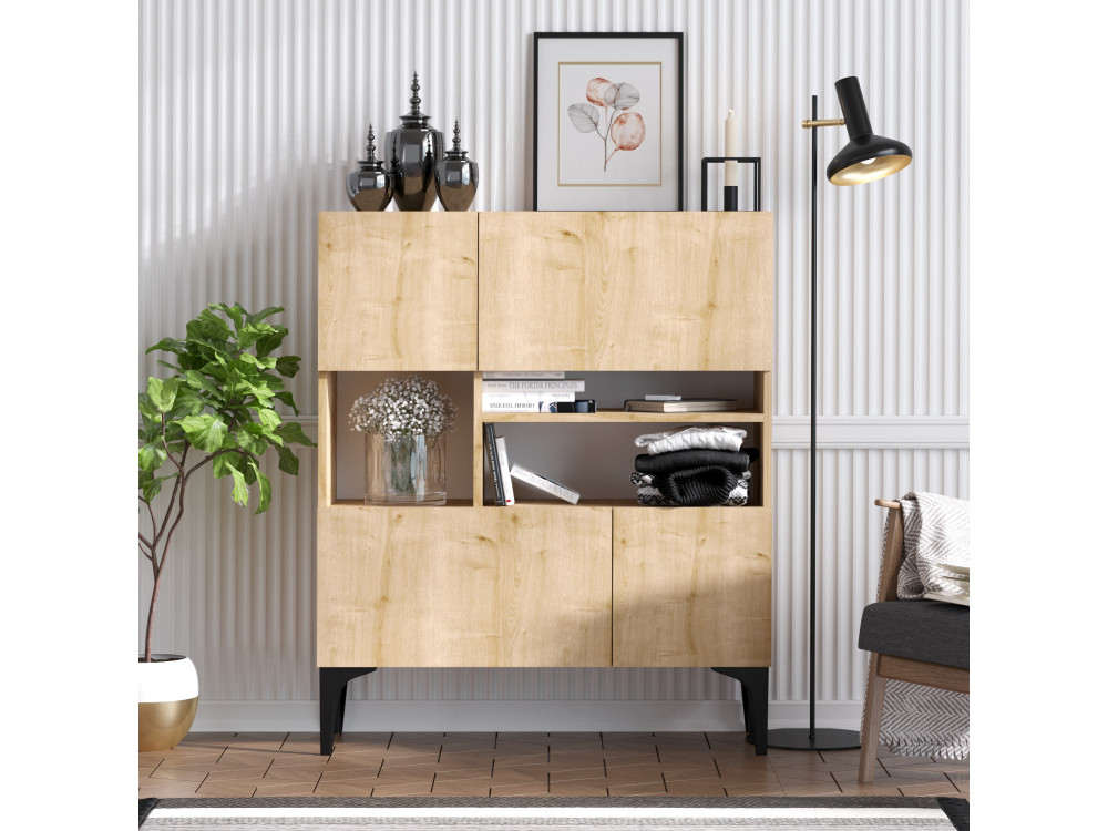 Houten buffetkast "Krista" - 100 x 35 x 125 cm - Saffier Eik