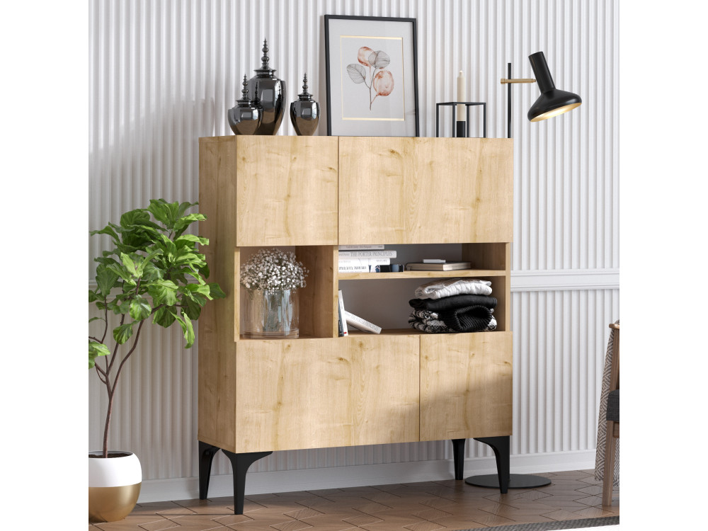 Houten buffetkast "Krista" - 100 x 35 x 125 cm - Saffier Eik