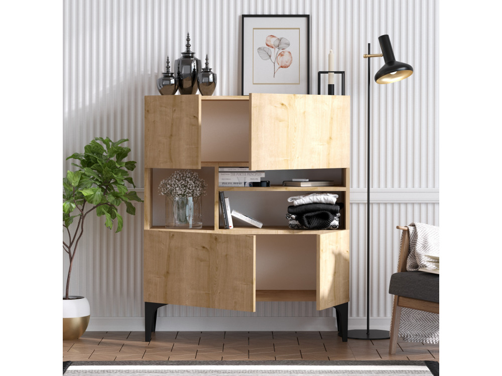 Houten buffetkast "Krista" - 100 x 35 x 125 cm - Saffier Eik