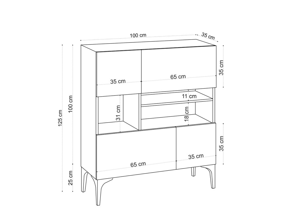 Houten buffetkast "Krista" - 100 x 35 x 125 cm - Saffier Eik