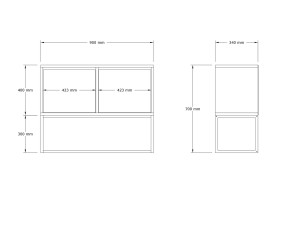 Houten dressoir "Zermat" - 90 x 34 x 70 cm - Travertin