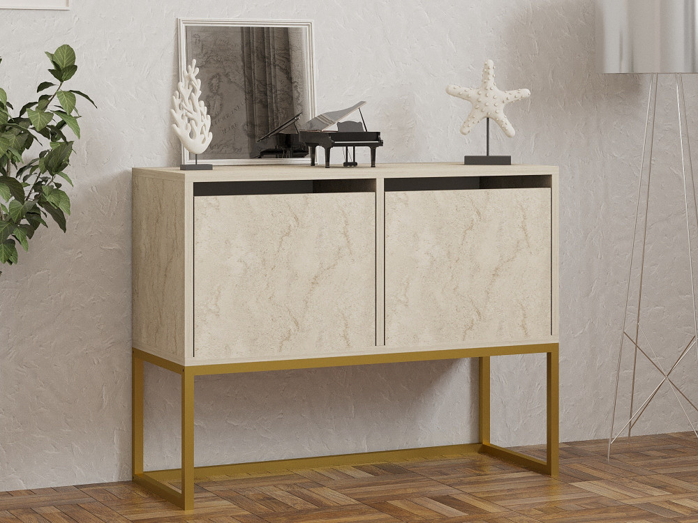 Houten dressoir "Zermat" - 90 x 34 x 70 cm - Travertin