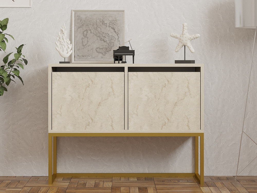 Houten dressoir "Zermat" - 90 x 34 x 70 cm - Travertin