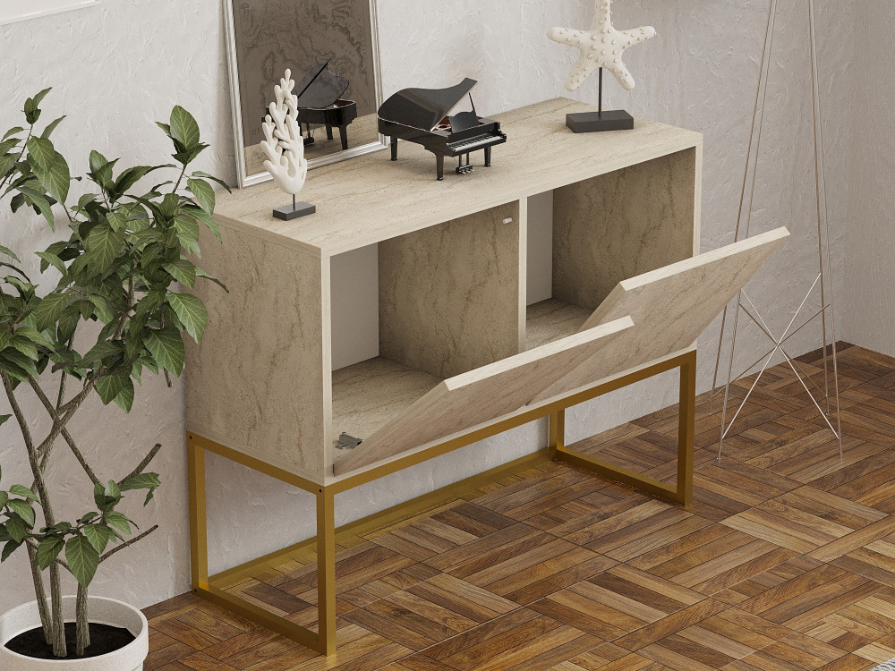 Houten dressoir "Zermat" - 90 x 34 x 70 cm - Travertin