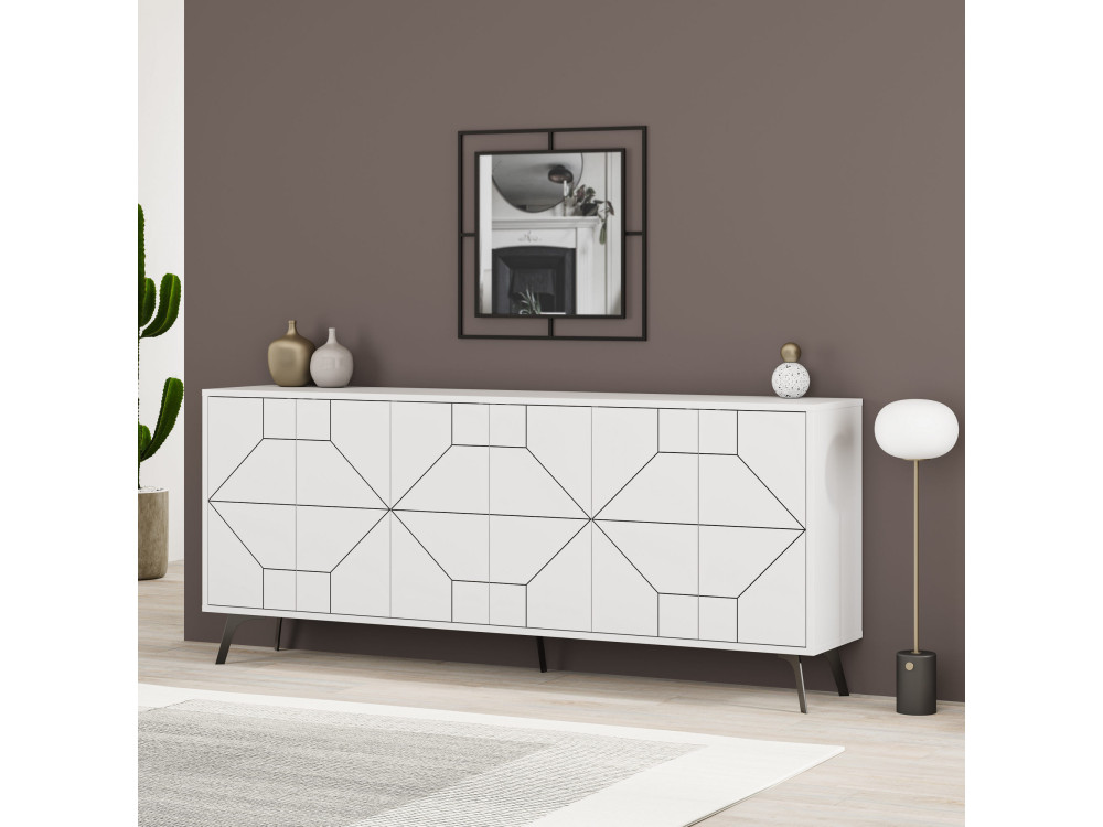 Houten buffetkast "Dune" - 184 x 35 x 77 cm - Wit