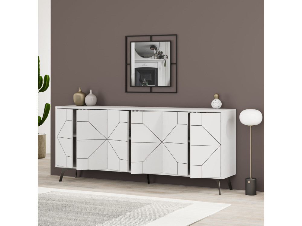 Houten buffetkast "Dune" - 184 x 35 x 77 cm - Wit