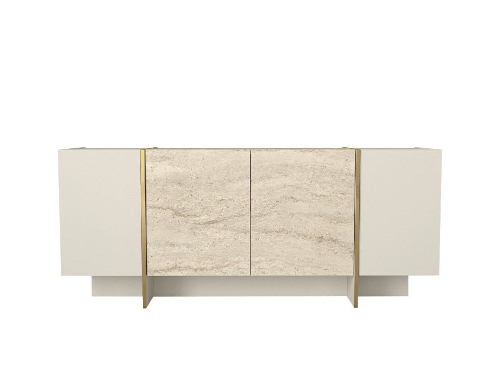 Houten dressoir "Veyron" - 180 x 46 x 75 cm - Travertin, Zandsteen
