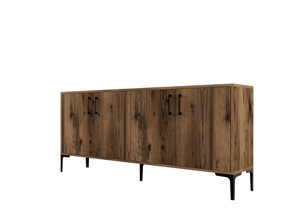 Houten dressoir "Kiev" - 180 x 35 x 78 cm - Notelaar