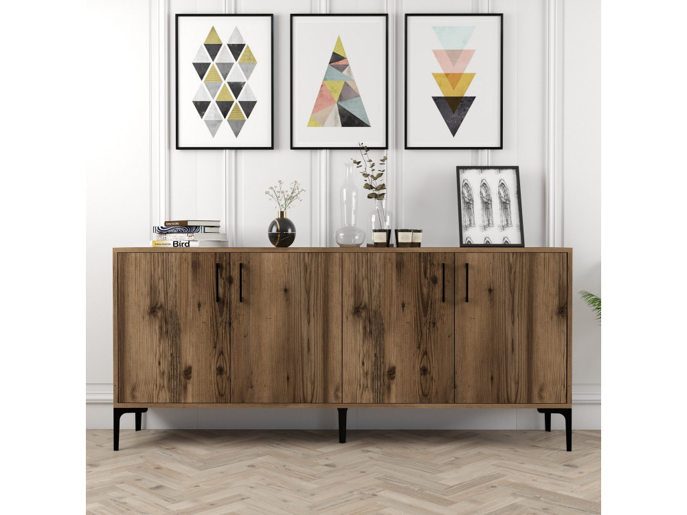 Houten dressoir "Kiev" - 180 x 35 x 78 cm - Notelaar