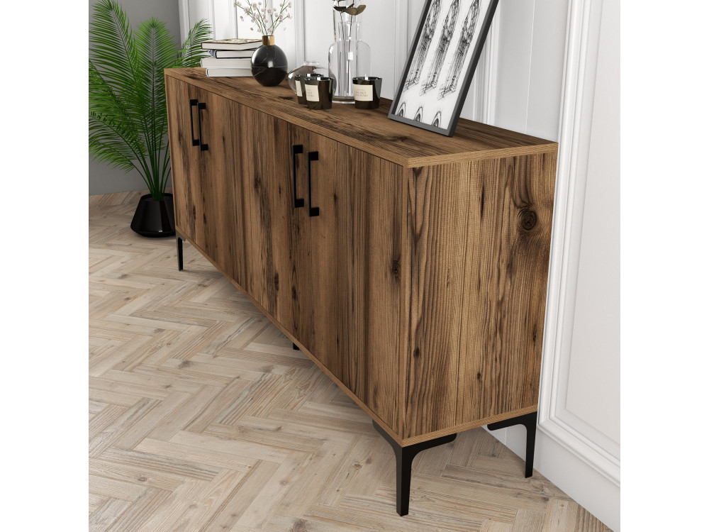 Houten dressoir "Kiev" - 180 x 35 x 78 cm - Notelaar