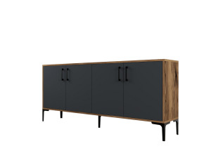 Houten dressoir "Kiev" - 180 x 35 x 78 cm - Antracietgrijs