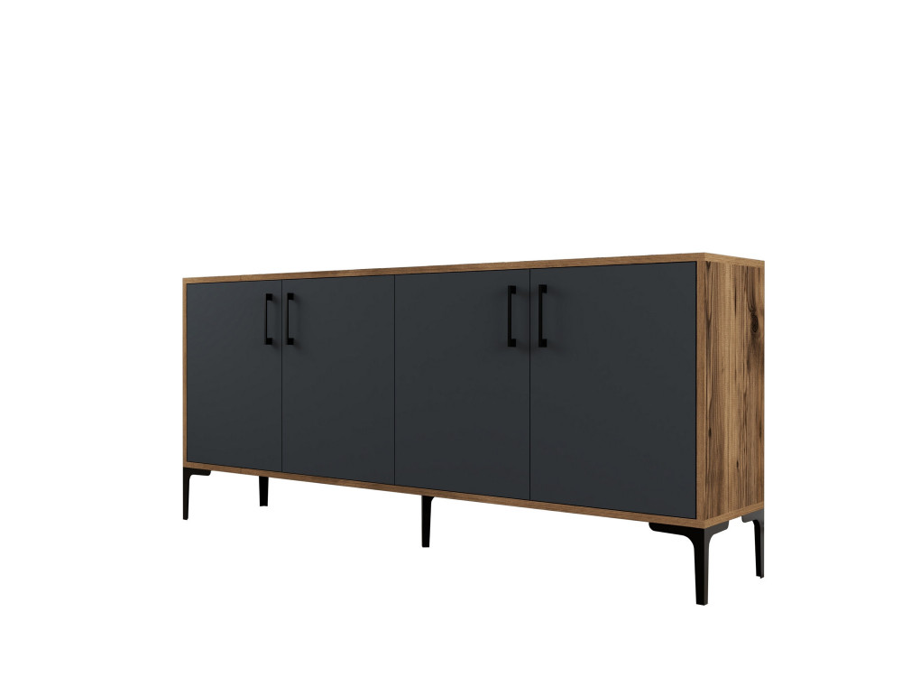 Houten dressoir "Kiev" - 180 x 35 x 78 cm - Antracietgrijs