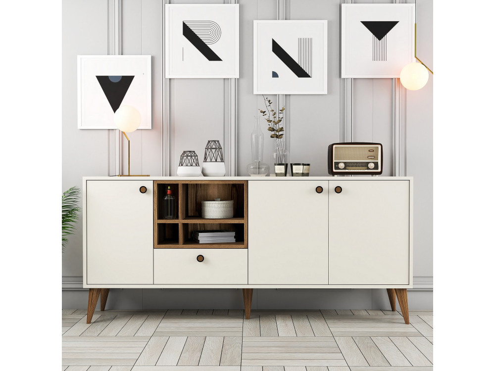 Houten buffetkast "Napoli" - 180 x 35 x 81 cm - Crème