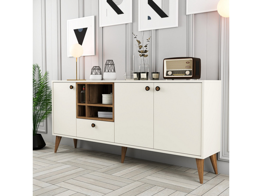 Houten buffetkast "Napoli" - 180 x 35 x 81 cm - Crème