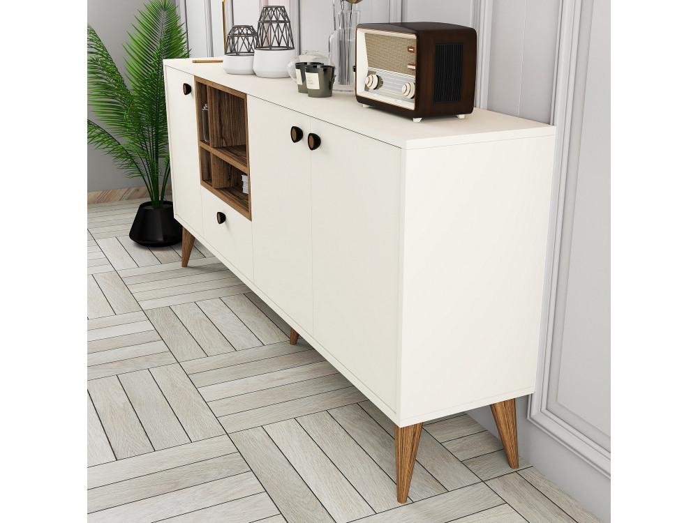 Houten buffetkast "Napoli" - 180 x 35 x 81 cm - Crème