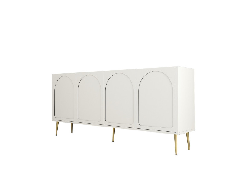 Houten dressoir "Lyon" - 180 x 35 x 80 cm - Crème, Goud