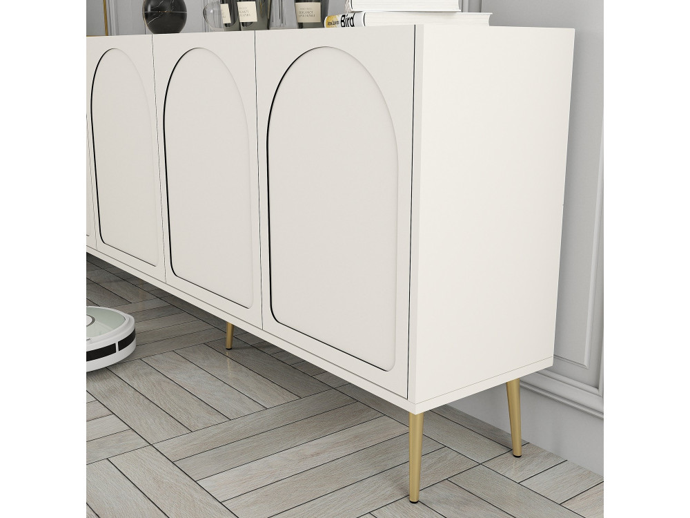 Houten dressoir "Lyon" - 180 x 35 x 80 cm - Crème, Goud