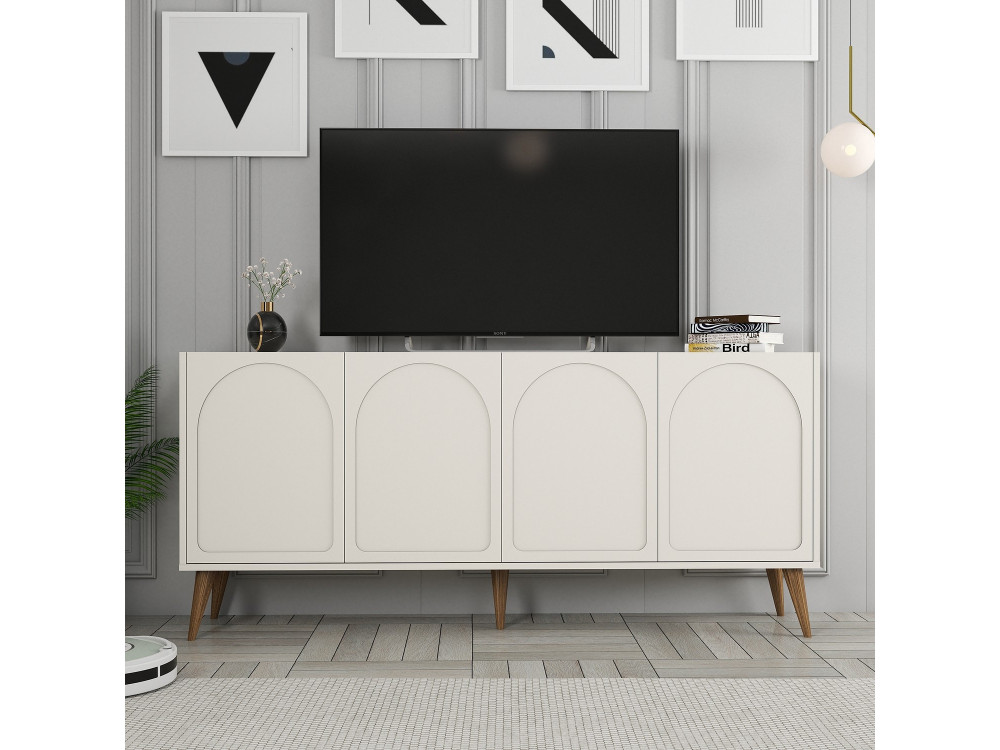 Houten dressoir "Lyon" - 180 x 35 x 81 cm - Crème, Notelaar