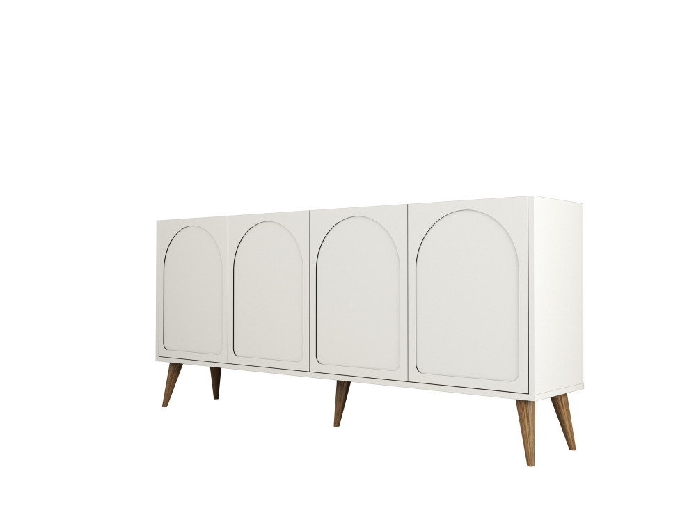 Houten dressoir "Lyon" - 180 x 35 x 81 cm - Crème, Notelaar