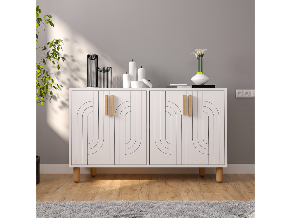 Rodney" houten dressoir - 120 x 29 x 73 cm - Wit