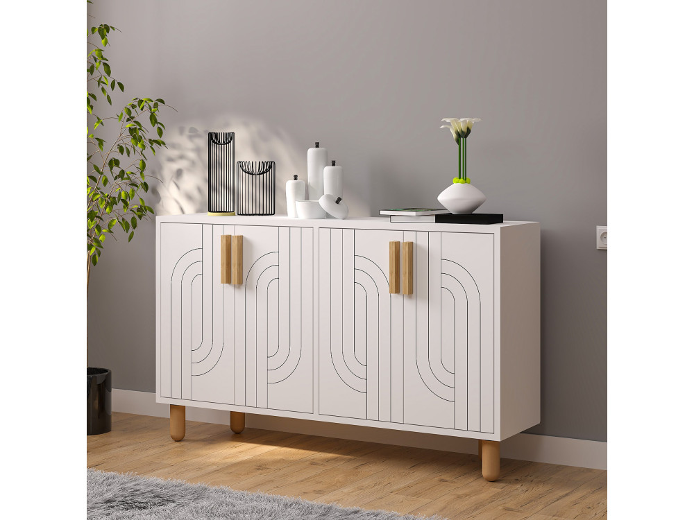 Rodney" houten dressoir - 120 x 29 x 73 cm - Wit