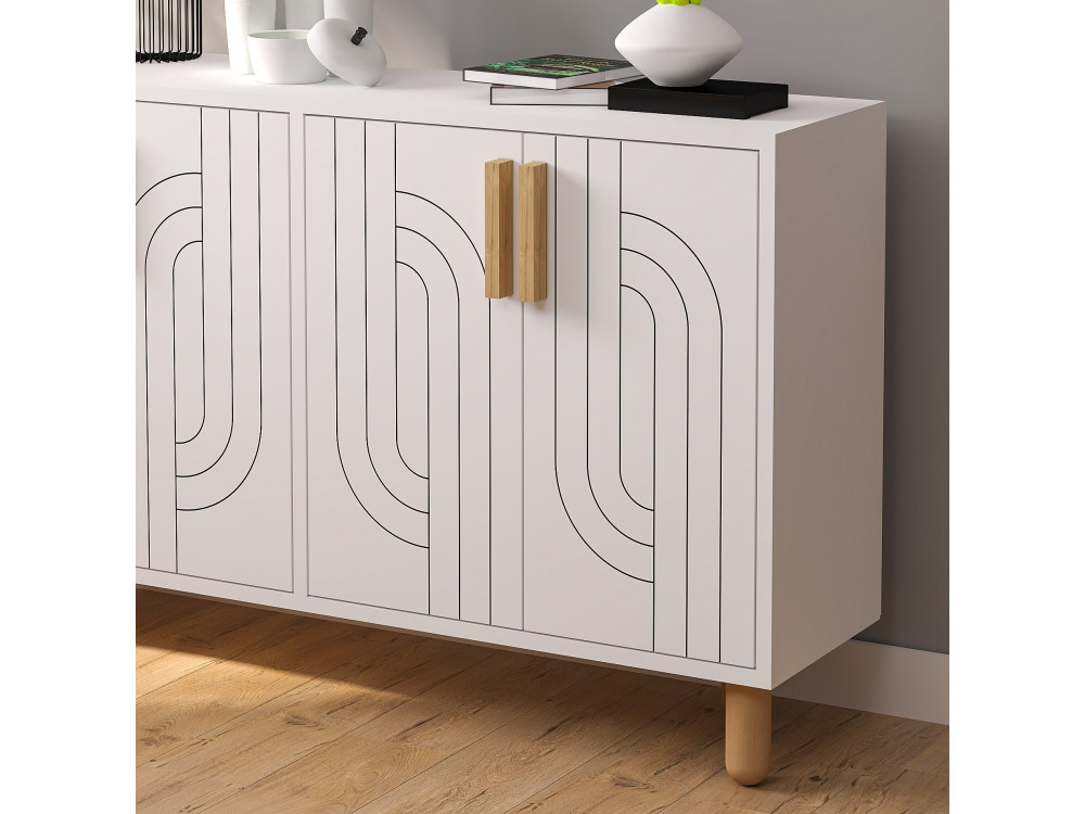 Rodney" houten dressoir - 120 x 29 x 73 cm - Wit