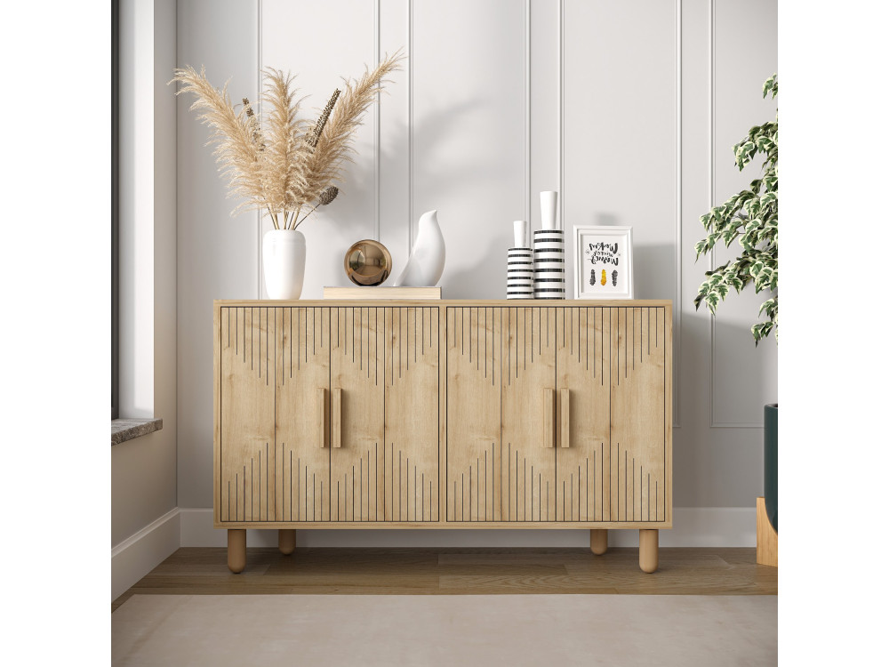 Houten buffetkast "Roger" - 120 x 29 x 73 cm - Saffier Eik
