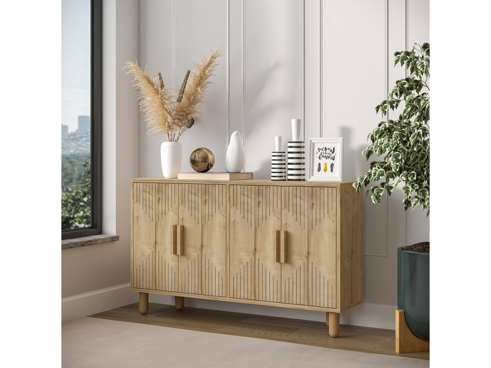 Houten buffetkast "Roger" - 120 x 29 x 73 cm - Saffier Eik