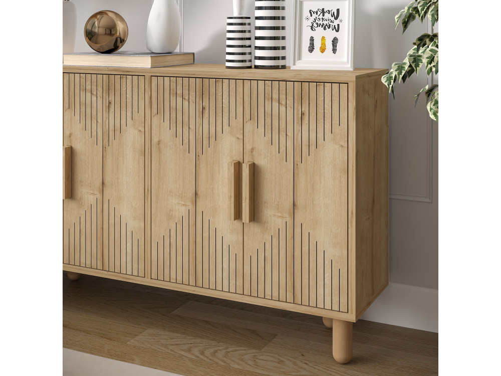 Houten buffetkast "Roger" - 120 x 29 x 73 cm - Saffier Eik