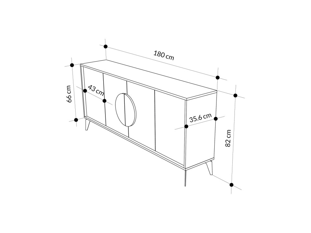 Houten dressoir "Gora Wide" - 180 x 36 x 82 cm - Bruin