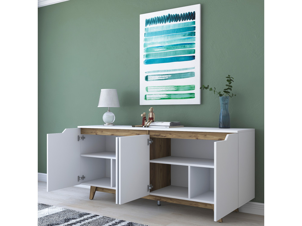 Houten buffetkast "Gondol" - 180 x 45 x 79 cm - Wit