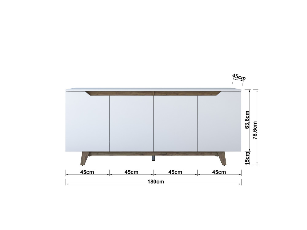 Houten buffetkast "Gondol" - 180 x 45 x 79 cm - Wit