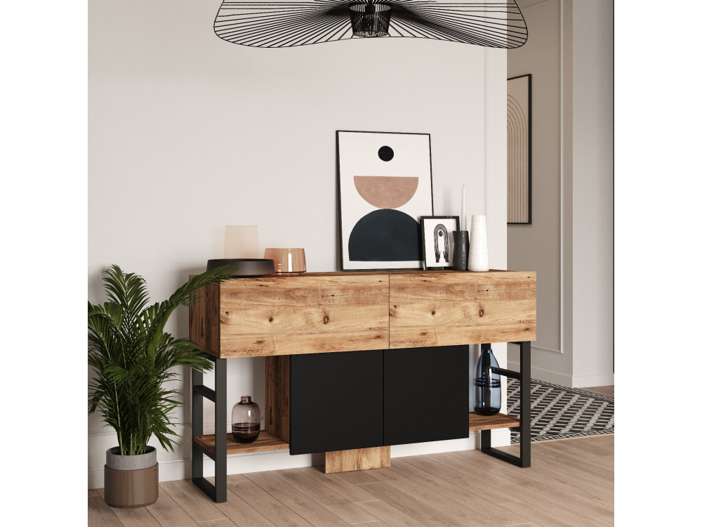 Houten dressoir "Mel" - 140 x 43 x 84 cm - Beige