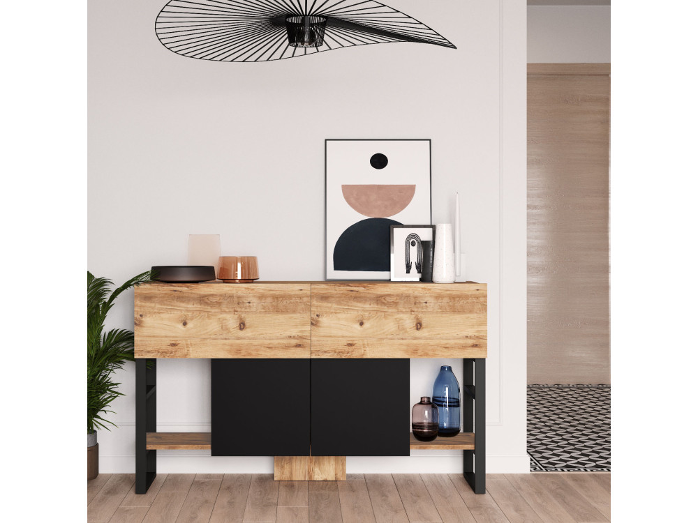 Houten dressoir "Mel" - 140 x 43 x 84 cm - Beige