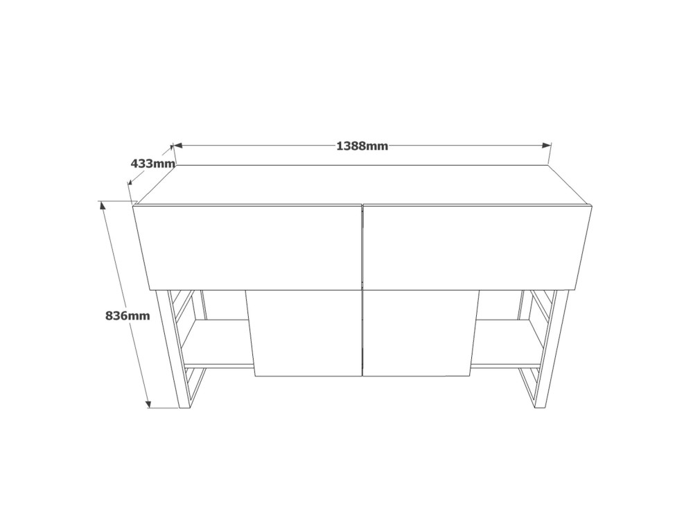 Houten dressoir "Mel" - 140 x 43 x 84 cm - Beige