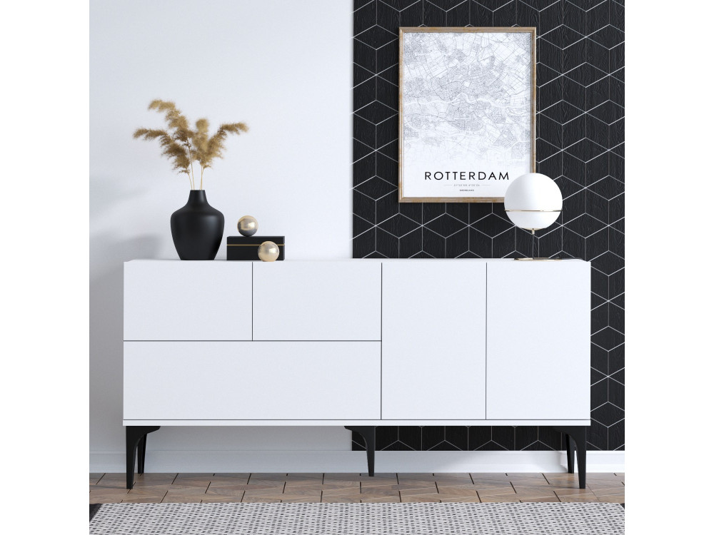 Houten buffetkast "Ginny" - 150 x 35 x 75 cm - Wit