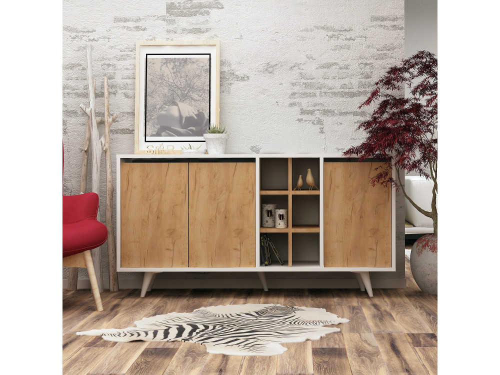 Houten dressoir "Prava" - 140 x 40 x 86 cm - Bruin