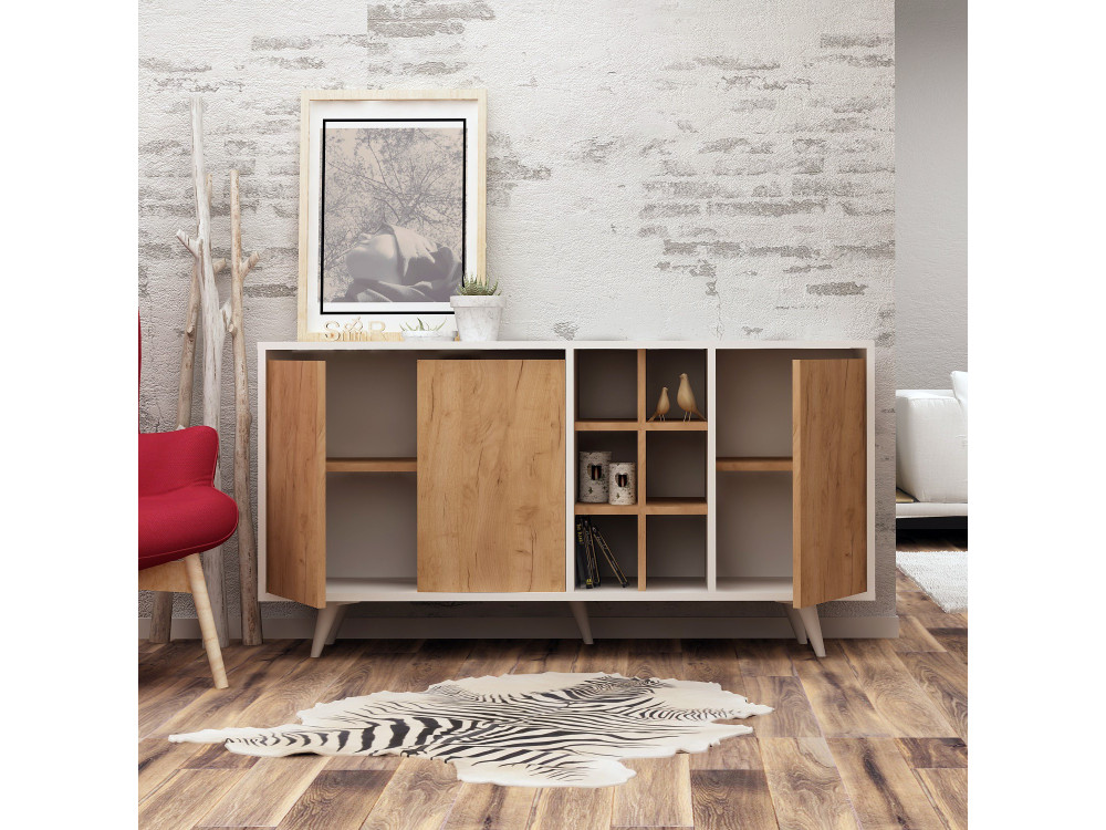 Houten dressoir "Prava" - 140 x 40 x 86 cm - Bruin