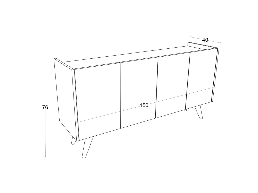 Houten dressoir "Pekin" - 150 x 40 x 76 cm - Bruin