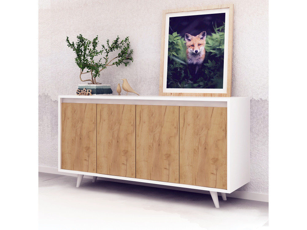 Houten buffetkast "Nossa" - 140 x 40 x 86 cm - Bruin
