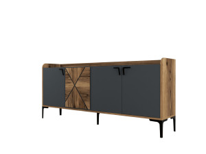 Houten dressoir "Venedik" - 180 x 35 x 78 cm - Antracietgrijs