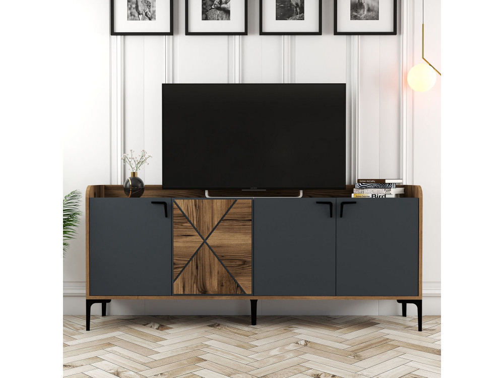 Houten dressoir "Venedik" - 180 x 35 x 78 cm - Antracietgrijs