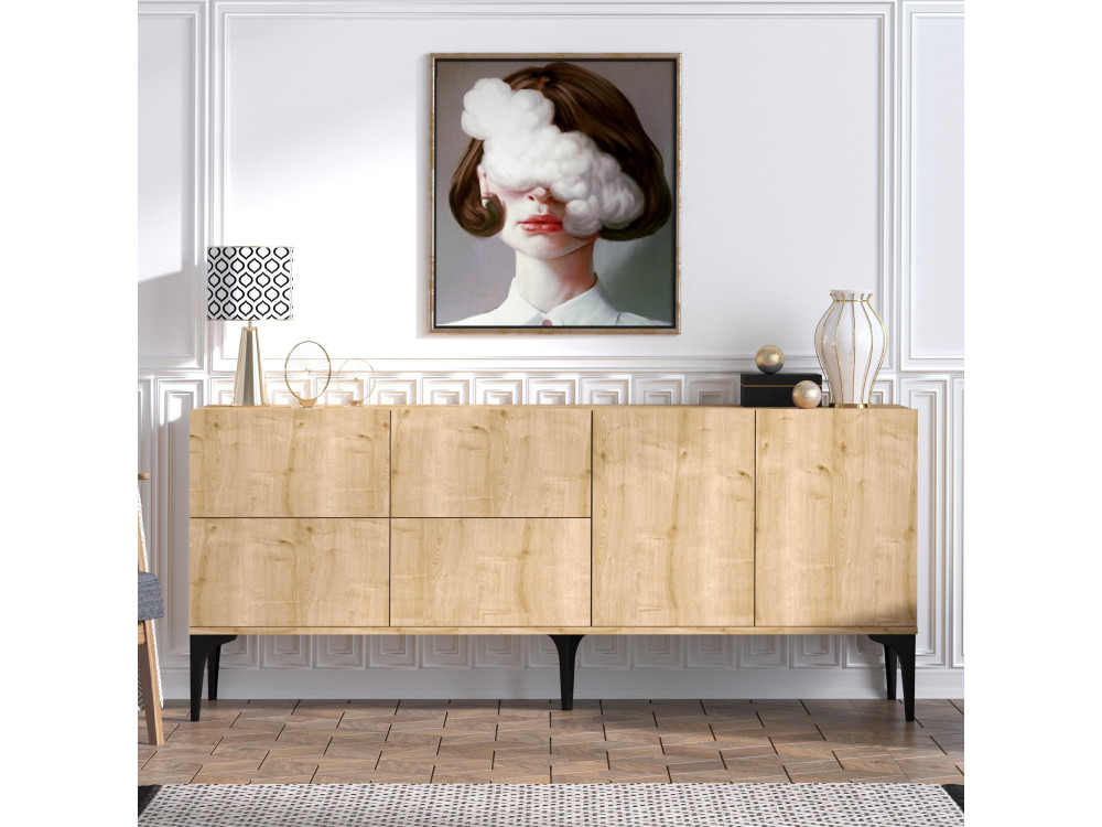 Houten buffetkast "Laika" - 180 x 40 x 80 cm - Beige