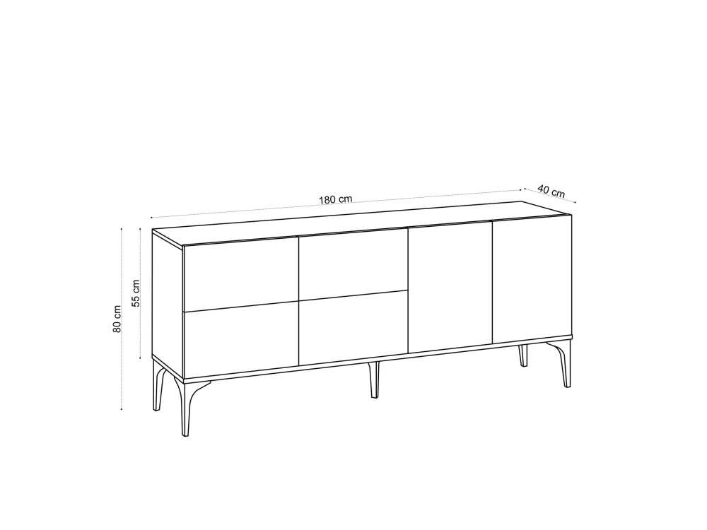 Houten buffetkast "Laika" - 180 x 40 x 80 cm - Beige