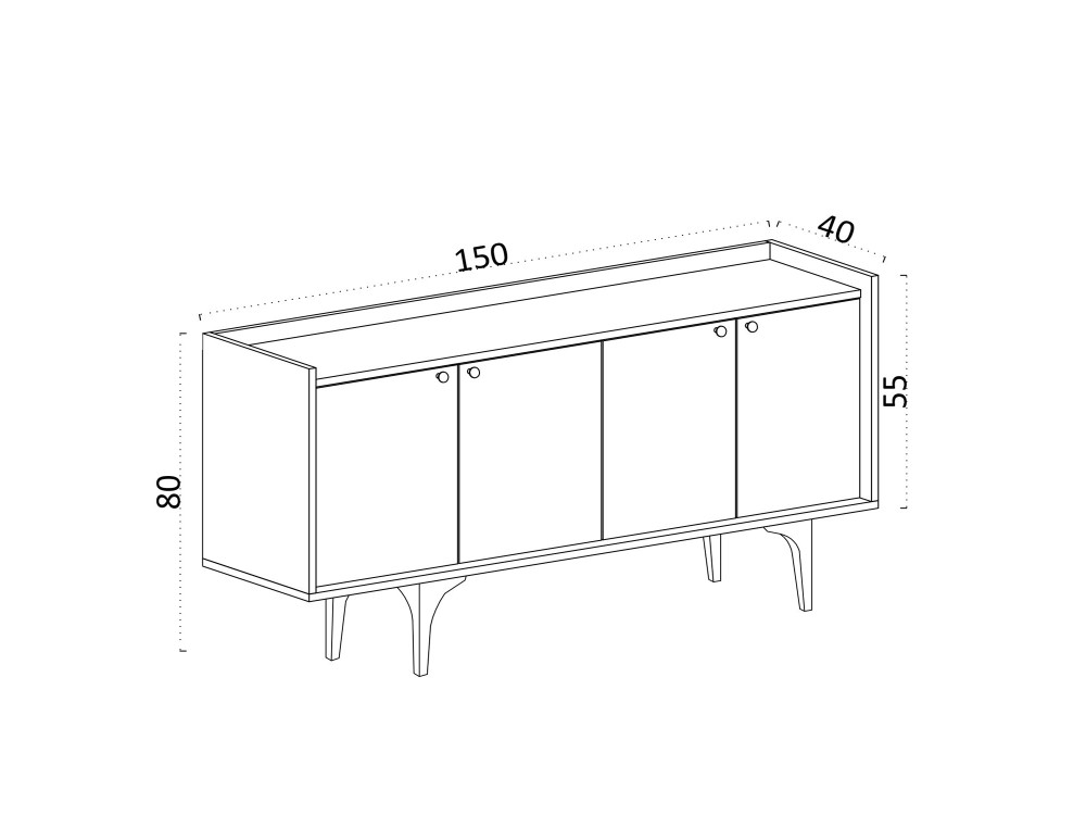Houten dressoir "Navi" - 150 x 40 x 80 cm - Beige